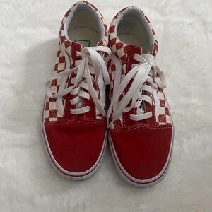 Vans Red and White Checkered Sneakers